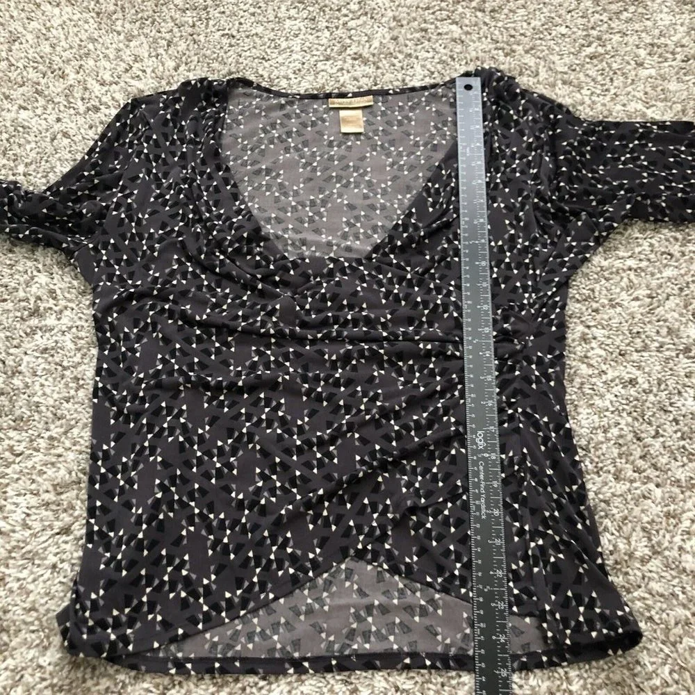 Miss Tina by Tina Knowles Women Colorful Long Sleeve Blouse Deep V Neck Top 2XL
